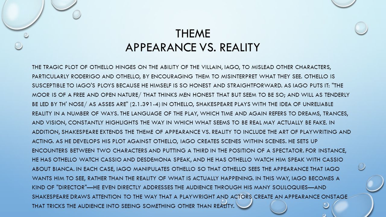 Theme of appearance reality in the